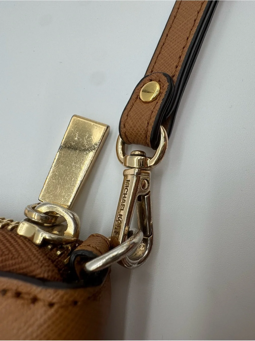 Michael Kors Tan Saffiano Leather Wristlet Wallet